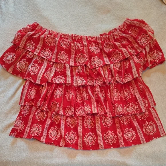 SEEN N BE SEEN 2X EMBROIDERED TIERED BLOUSE ROMANTIC WHIMSY FLORAL TOP SO GOOD!! - Picture 1 of 9